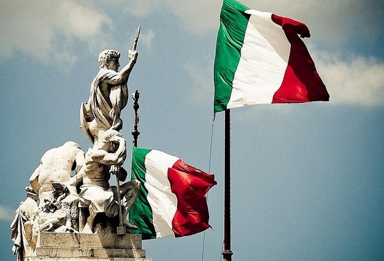 Italian Flags at the Piazza Venezia