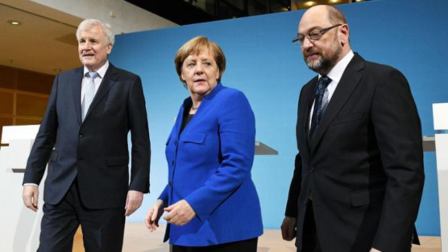 Seehofer, Schulz und Merkel